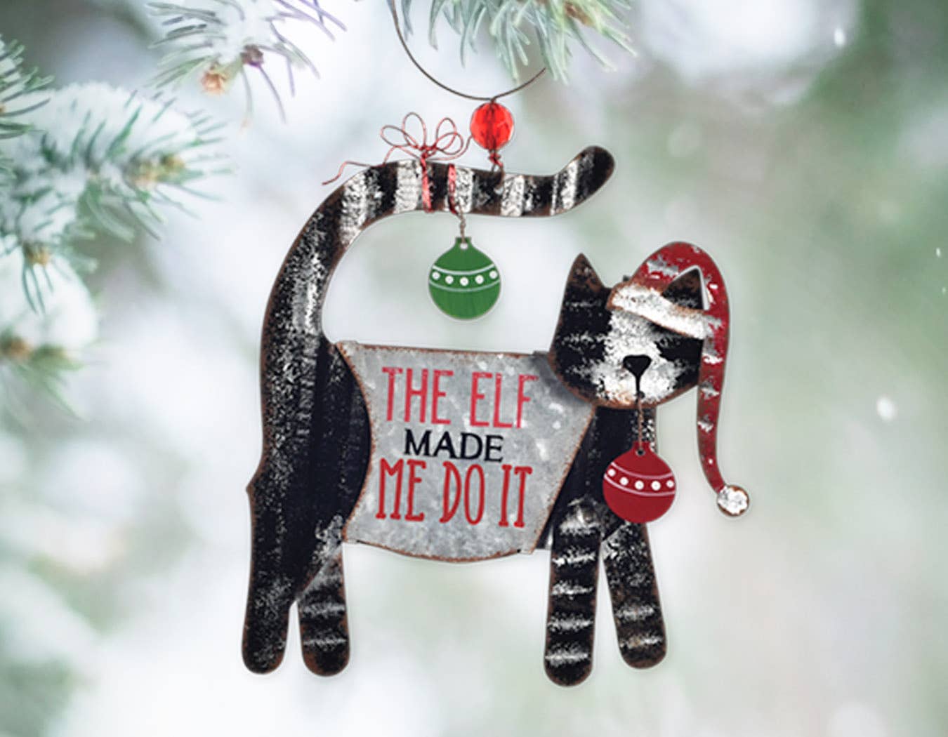 Elf Made Me Do It - Cat Ornament