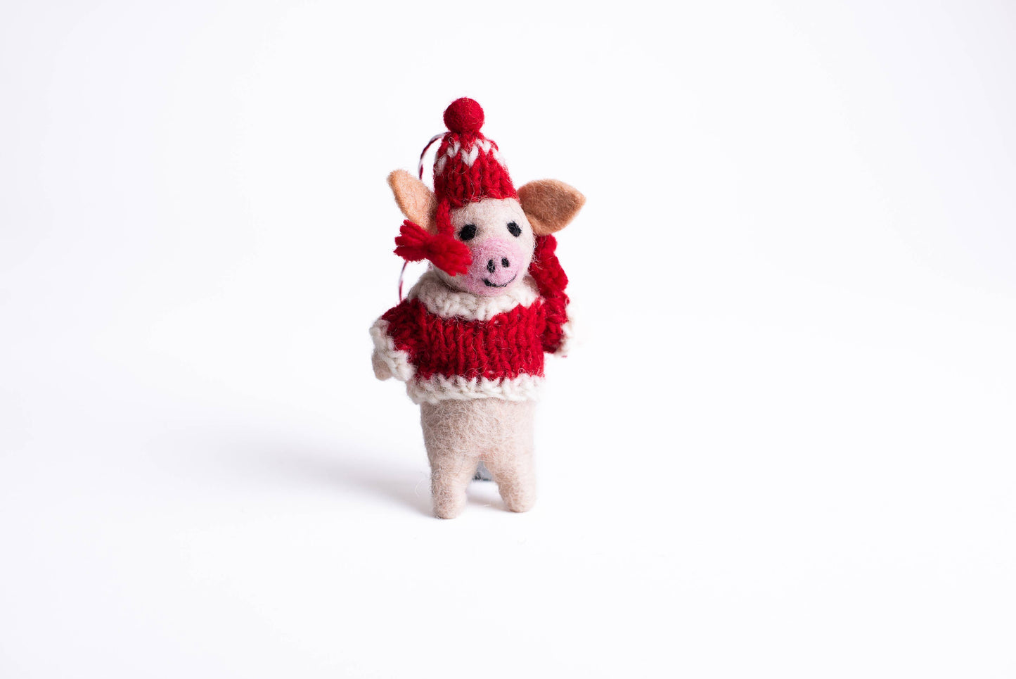 Wool Santa Pig Ornament