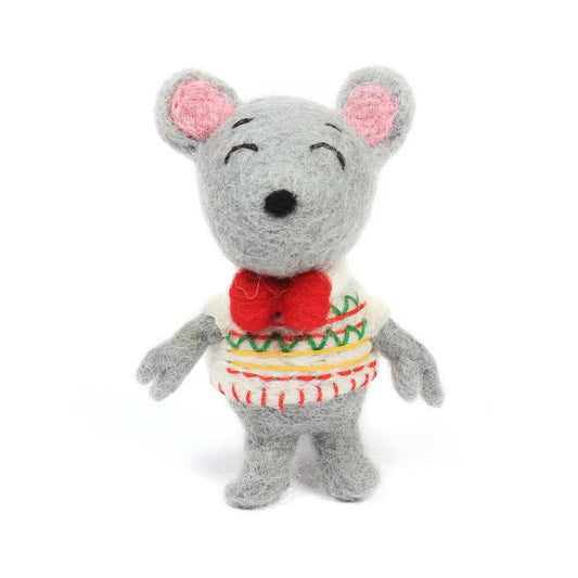 Wool Mouse with Sweater Ornament