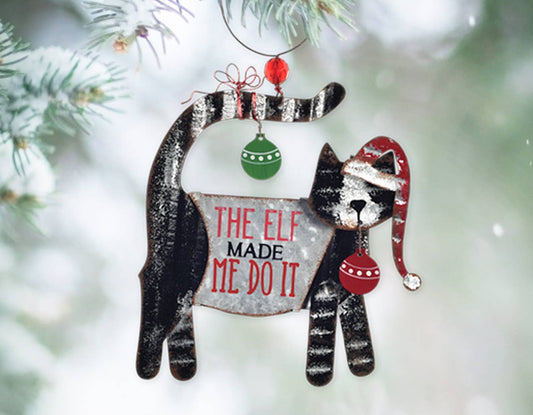 Elf Made Me Do It - Cat Ornament