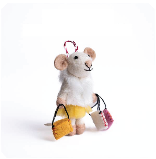 Wool Shopping Mouse Ornament